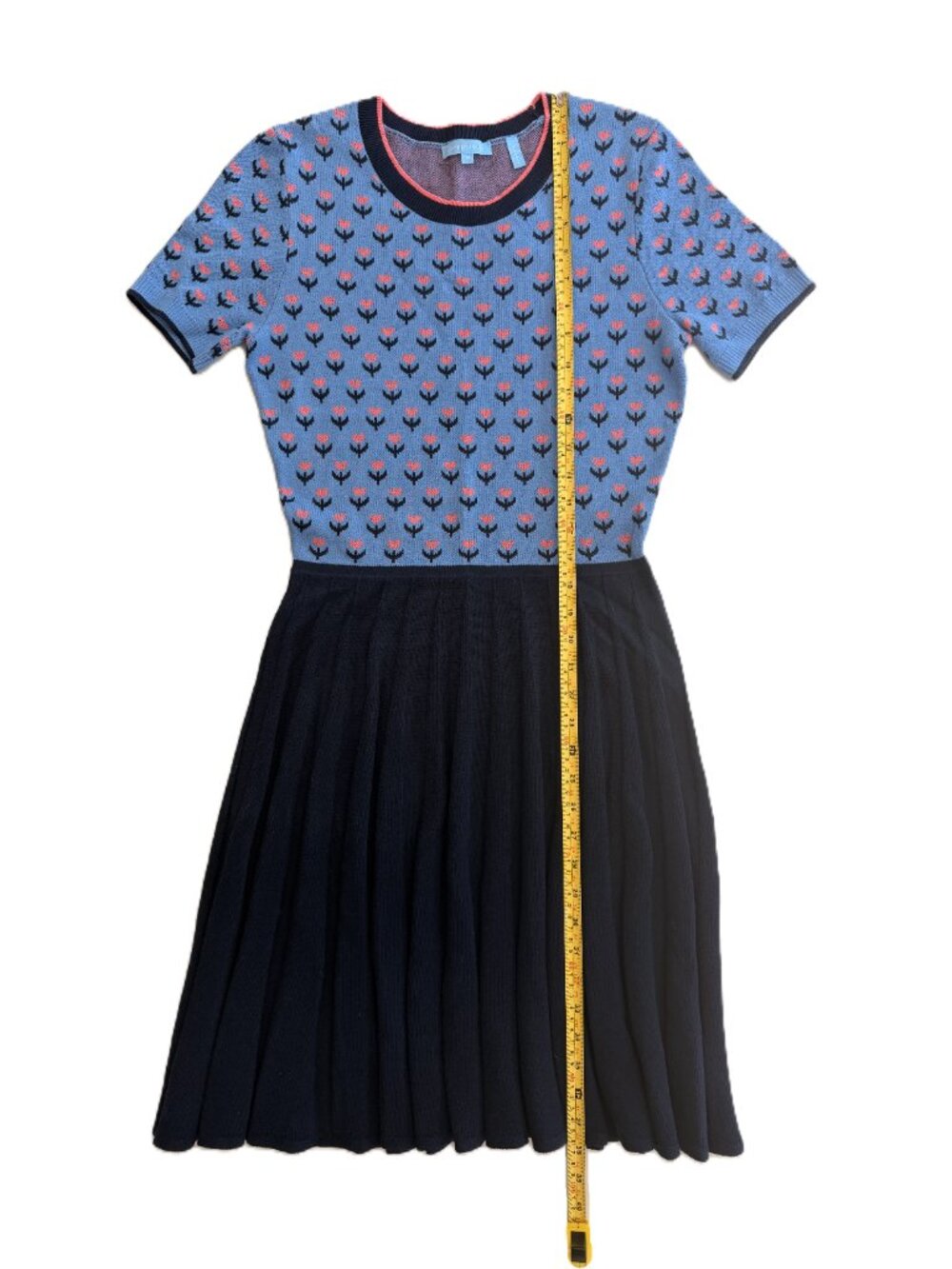 Draper James Knit Floral Pleated Fit & Flare Dress Size Small - Picture 8 of 10